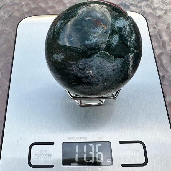 Green Moss Agate Natural Crystal Sphere - Picture 4 of 4